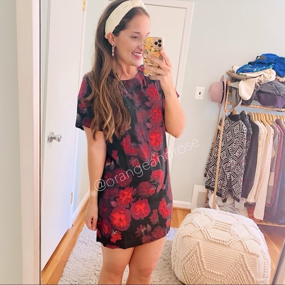 ZIMMERMANN Red Black Floral Mini Shift Dress 0 - Picture 1 of 12
